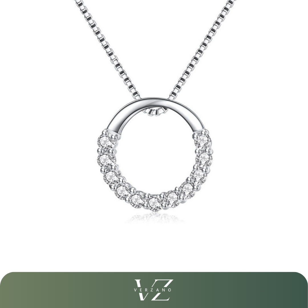 Colar Feminino Esfera Verzano® em prata esterlina 925, pingente redondo de 12mm com zircão, corrente de caixa disponível em 40cm, 45cm e 50cm, design sofisticado para aniversários e ocasiões especiais.