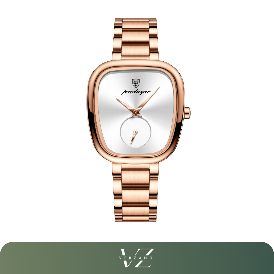Relógio feminino Verzano®, aço inoxidável, design sofisticado e moderno, resistente à água, ideal para todas as ocasiões.