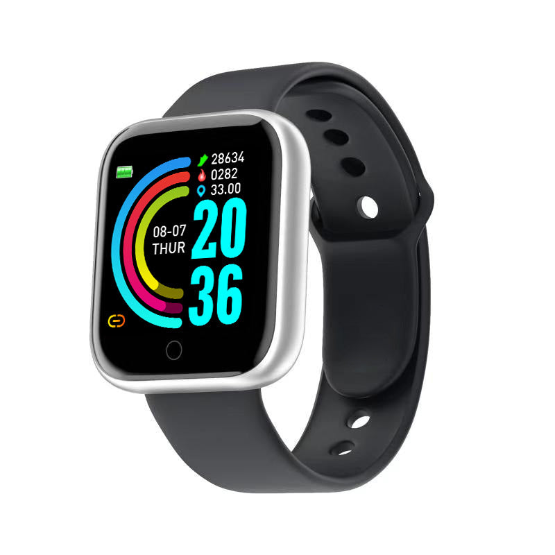 Relógio inteligente smartwatch com monitor de frequência cardíaca, rastreador de atividades, e tela de toque, à prova d'água, ideal para saúde e fitness.
