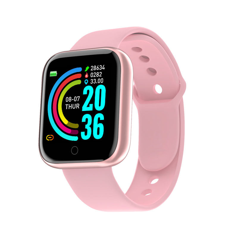 Relógio inteligente smartwatch com monitor de frequência cardíaca, rastreador de atividades, e tela de toque, à prova d'água, ideal para saúde e fitness.