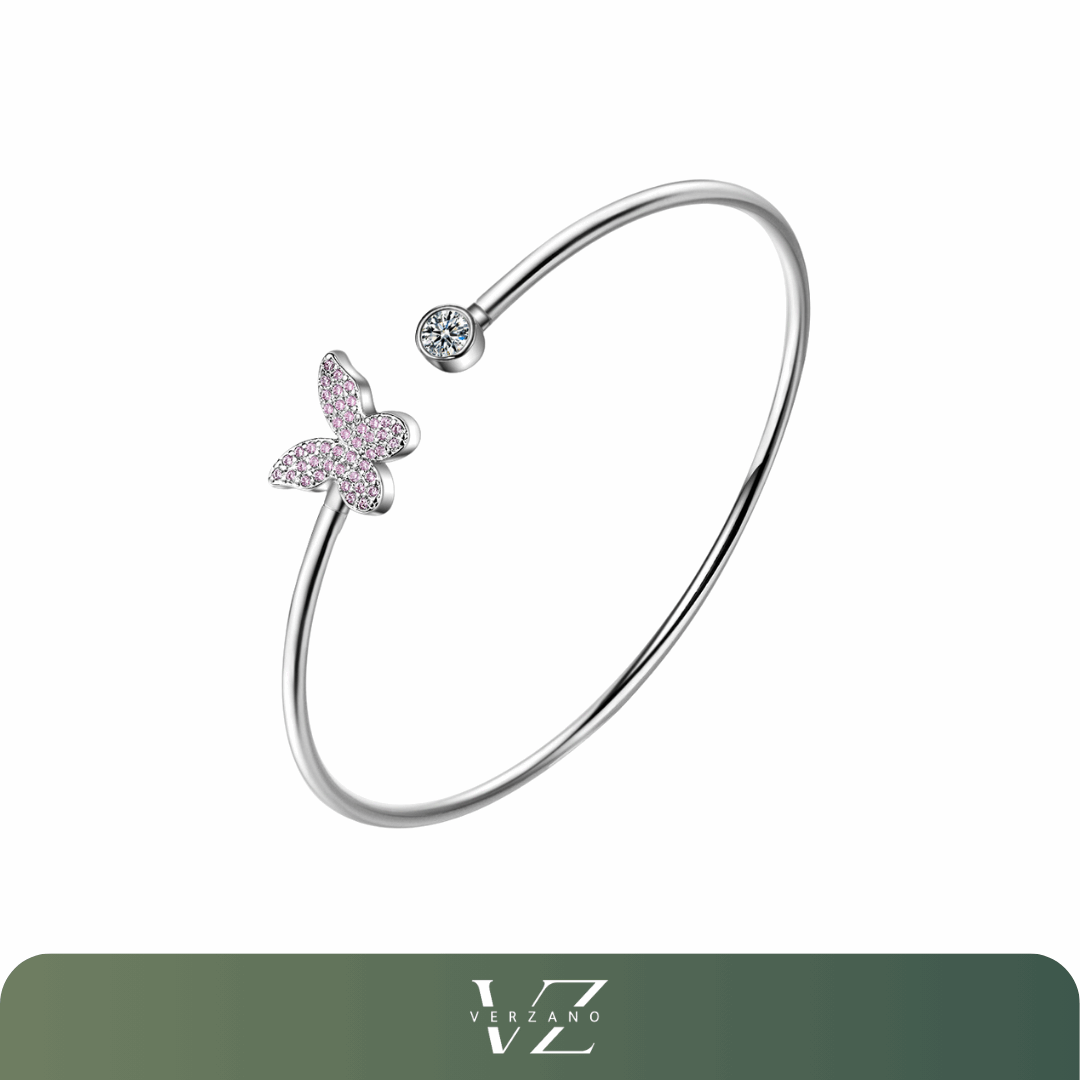 Bracelete Borboleta Cravejada em Prata 925 Verzano®