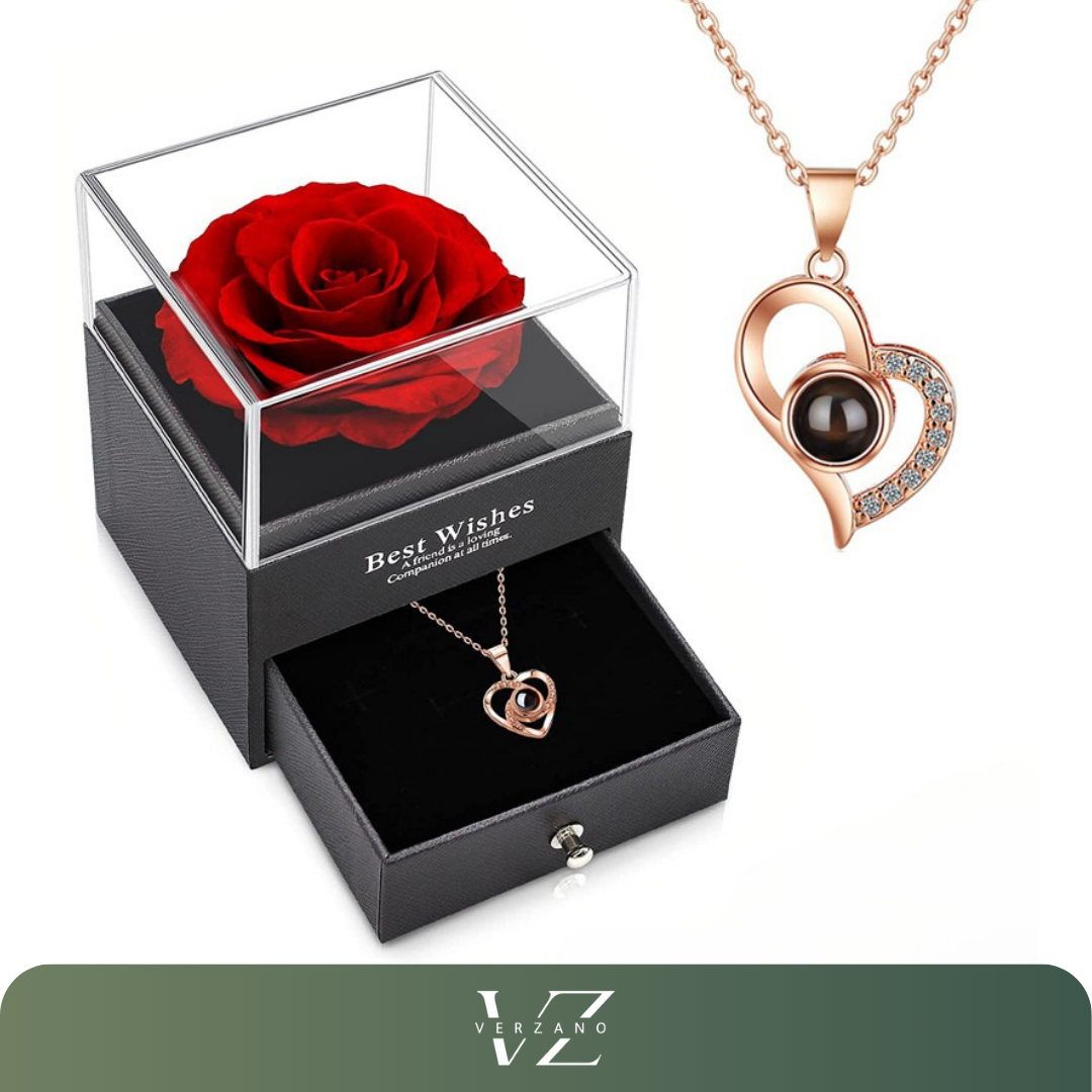 Colar Personalizado com Foto e Caixa com Rosa Verzano®