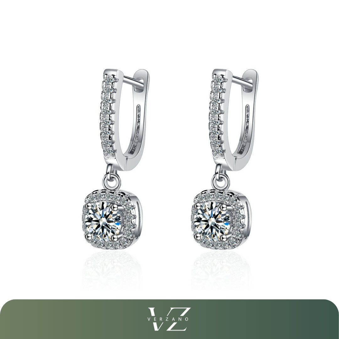 Argolas Radiance Verzano®, Moissanite 2CT, Prata Esterlina 925, brilho intenso, joia elegante e sofisticada para todas as ocasiões.