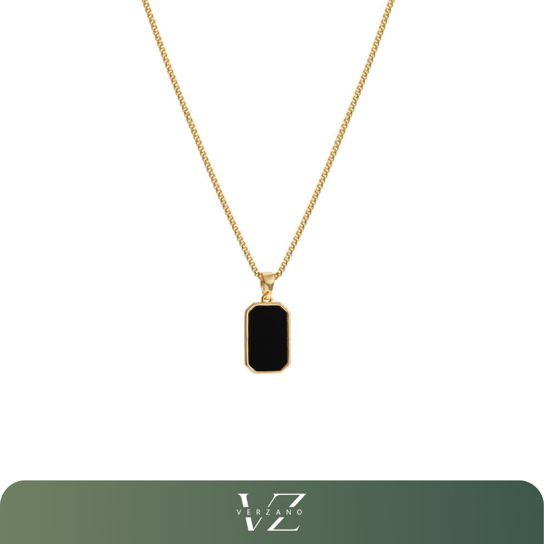 Colar minimalista de pingente retangular em aço inoxidável, elegante e moderno para mulheres.