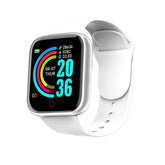 Relógio inteligente smartwatch com monitor de frequência cardíaca, rastreador de atividades, e tela de toque, à prova d'água, ideal para saúde e fitness.