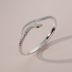 Pulseira Cobra em Prata Esterlina 925 Verzano® com Zircão, design clássico e elegante, ideal para mulheres, ajustável e perfeita para festas e presentes.
