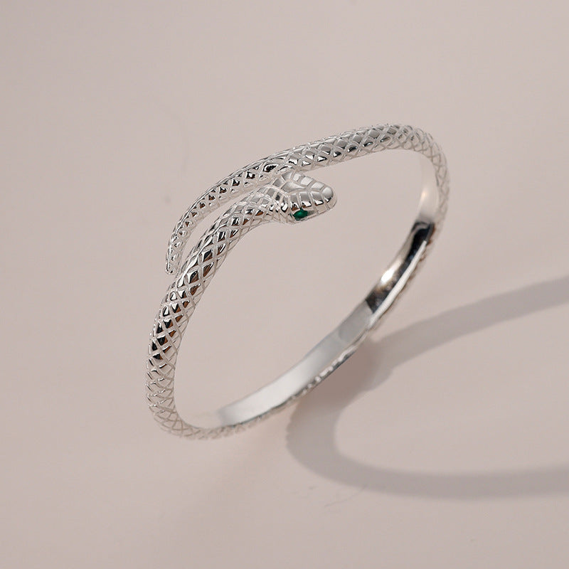 Pulseira Cobra em Prata Esterlina 925 Verzano® com Zircão, design clássico e elegante, ideal para mulheres, ajustável e perfeita para festas e presentes.