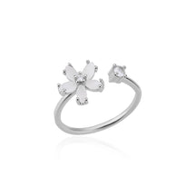 Anel floral ajustável em aço inoxidável dourado com detalhes em zircônia – Verzano®.