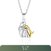 Colar com pingente de cachorro em duas cores, corrente O, para mulheres, acessórios de moda, liga de zinco.