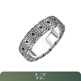 Anel elegante Buyee Verzano® em prata esterlina 925 com cristal, design etno poker ajustável, perfeito para festas e eventos especiais