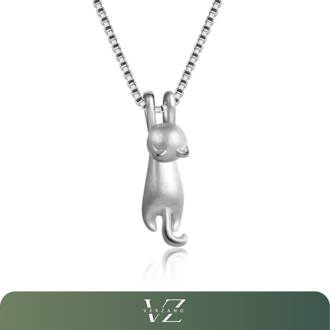 Colar clavícula com pingente de gato em prata esterlina 925, design simples e sofisticado, estilo moda coreana.