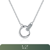 Colar Lumina Verzano® em prata esterlina 925, pingente redondo de 15mm com zircão, corrente veneziana de 40cm, design sofisticado para ocasiões especiais.