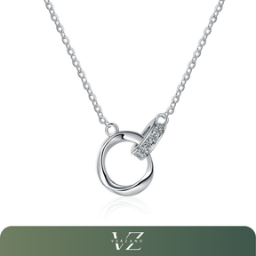 Colar Lumina Verzano® em prata esterlina 925, pingente redondo de 15mm com zircão, corrente veneziana de 40cm, design sofisticado para ocasiões especiais.