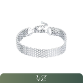 Pulseira Elegância Tecida da Verzano® em prata esterlina 925 com corrente de tecelagem refinada, ideal para mulheres em eventos elegantes.