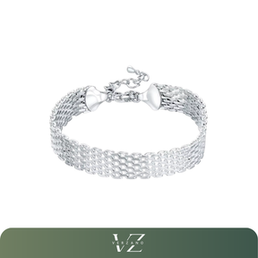 Pulseira Elegância Tecida da Verzano® em prata esterlina 925 com corrente de tecelagem refinada, ideal para mulheres em eventos elegantes.