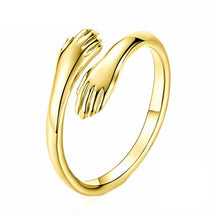 Anel Conexão Eterna Verzano® com design de mãos que se tocam, feito de prata esterlina 925.