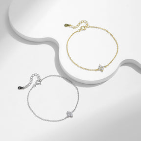 Pulseira Trevo Verzano®, Prata Esterlina 925 banhada a ouro branco, design de trevo de quatro folhas, joia sofisticada e ajustável, acessório elegante para mulheres.