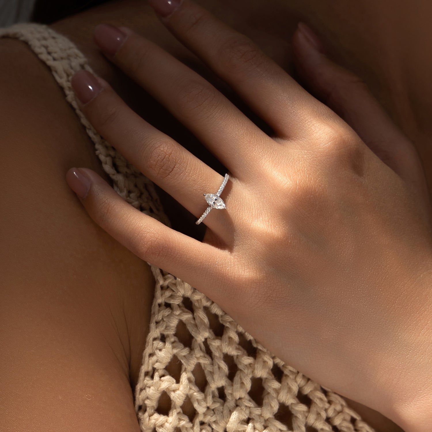 Anel Diamanté Verzano com moissanita em formato de losango