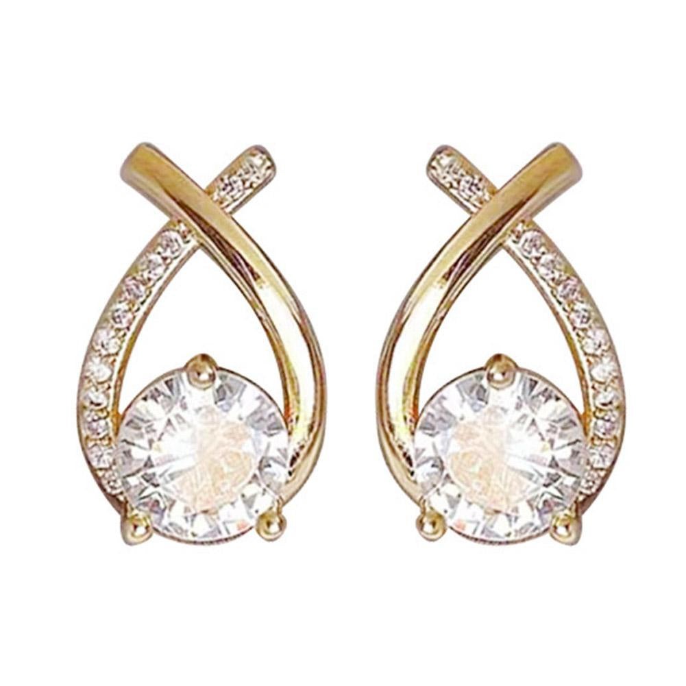 Brincos Cruzados Elegantes Verzano® – brincos femininos com anéis de cristal e design geométrico, feitos em liga de zinco, estilo coreano e trendy, para eventos e presentes sofisticados.