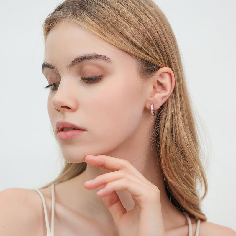 Brincos de prata esterlina 925 com zircônia brilhante, redondos, design elegante para mulheres