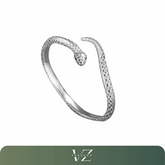 Pulseira Cobra em Prata Esterlina 925 Verzano® com Zircão, design clássico e elegante, ideal para mulheres, ajustável e perfeita para festas e presentes.