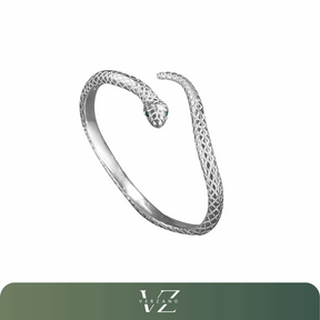 Pulseira Cobra em Prata Esterlina 925 Verzano® com Zircão, design clássico e elegante, ideal para mulheres, ajustável e perfeita para festas e presentes.