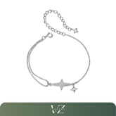 Pulseira Luz das Estrelas Verzano®, em prata esterlina 925 com zircônia brilhante, design delicado e ajustável.