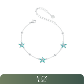 Pulseira Estrela do Mar Verzano®, prata esterlina 925, design oceânico, gradiente azul-verde, pulseira de elo para mulheres elegantes.
