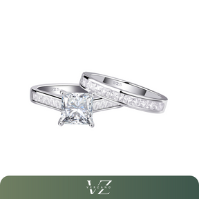Conjunto de Alianças Duo Royale Moissanite Verzano em prata 925
