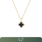 Colar Feminino Trevo Verzano® banhado a ouro 18K com pingente reversível dois em um, corrente delicada e design sofisticado, acessório elegante para todas as ocasiões.