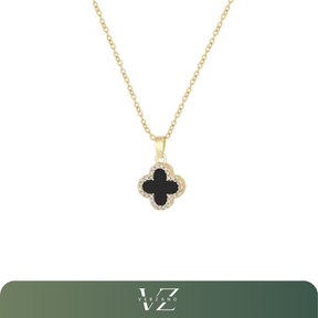 Colar Feminino Trevo Verzano® banhado a ouro 18K com pingente reversível dois em um, corrente delicada e design sofisticado, acessório elegante para todas as ocasiões.