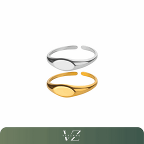 Anel oval dourado ajustável em aço inoxidável com design sofisticado – Verzano®.