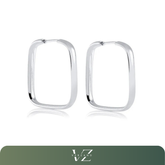 Brinco Feminino Argola Quadrada Verzano® em Prata Esterlina 925, design sofisticado e acabamento polido, joia versátil para todas as ocasiões.