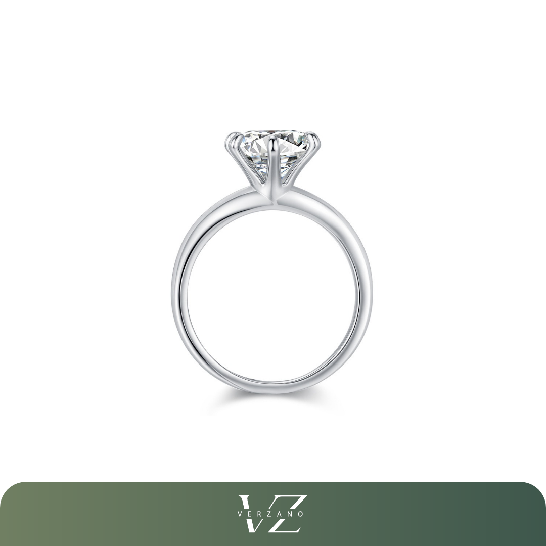 Anel Solitário Couronne Moissanite Verzano em prata 925