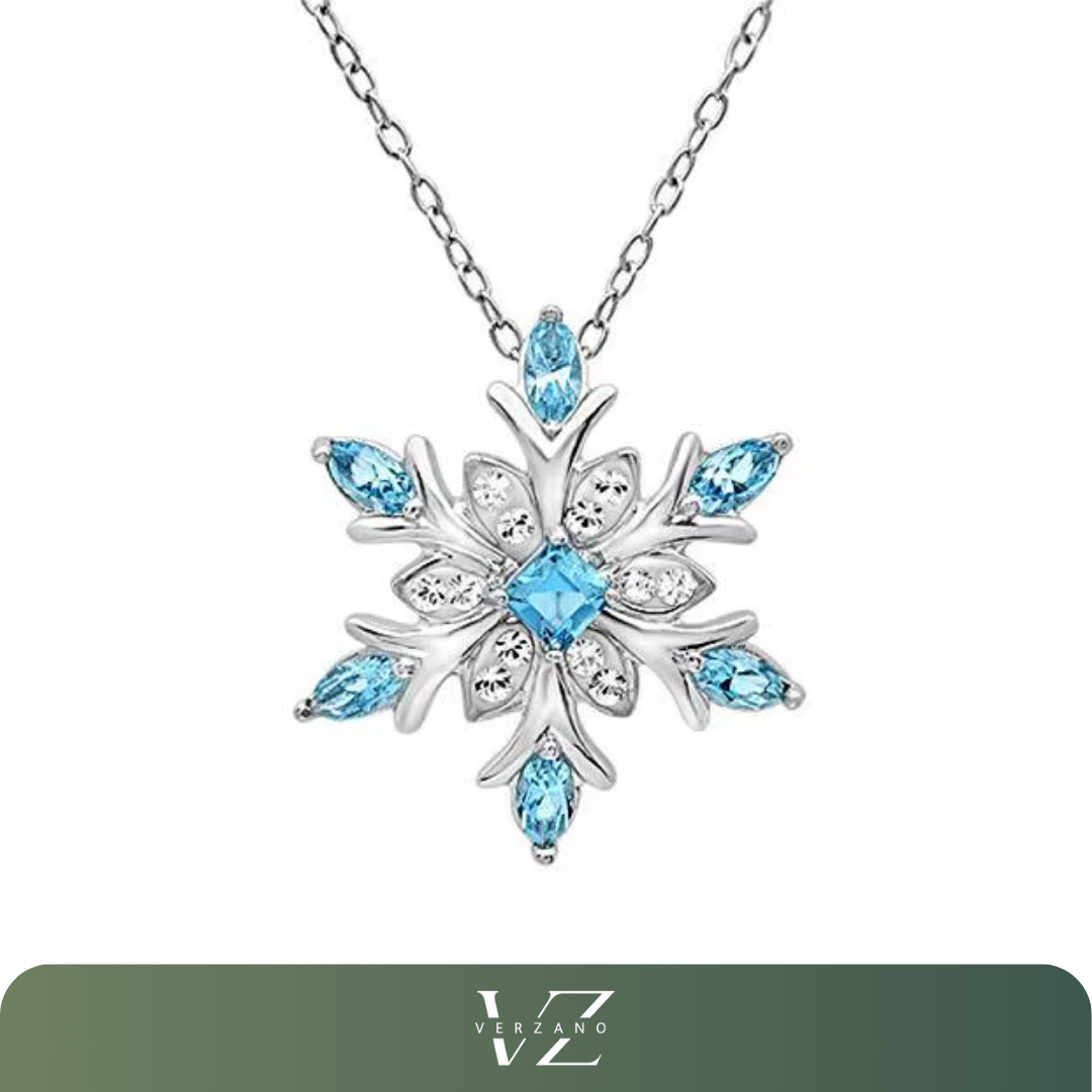 Colar Frozen com Floco de Neve em Cristal – Acessório elegante e encantador, perfeito para festas de inverno e celebrações.