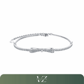 Pulseira Bowknot Verzano®, Prata Esterlina 925, laço elegante com zircão brilhante, acessório sofisticado e ajustável, ideal para festas e noivados.