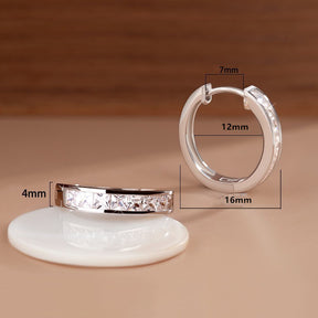 Brincos de prata esterlina 925 com zircônia brilhante, redondos, design elegante para mulheres