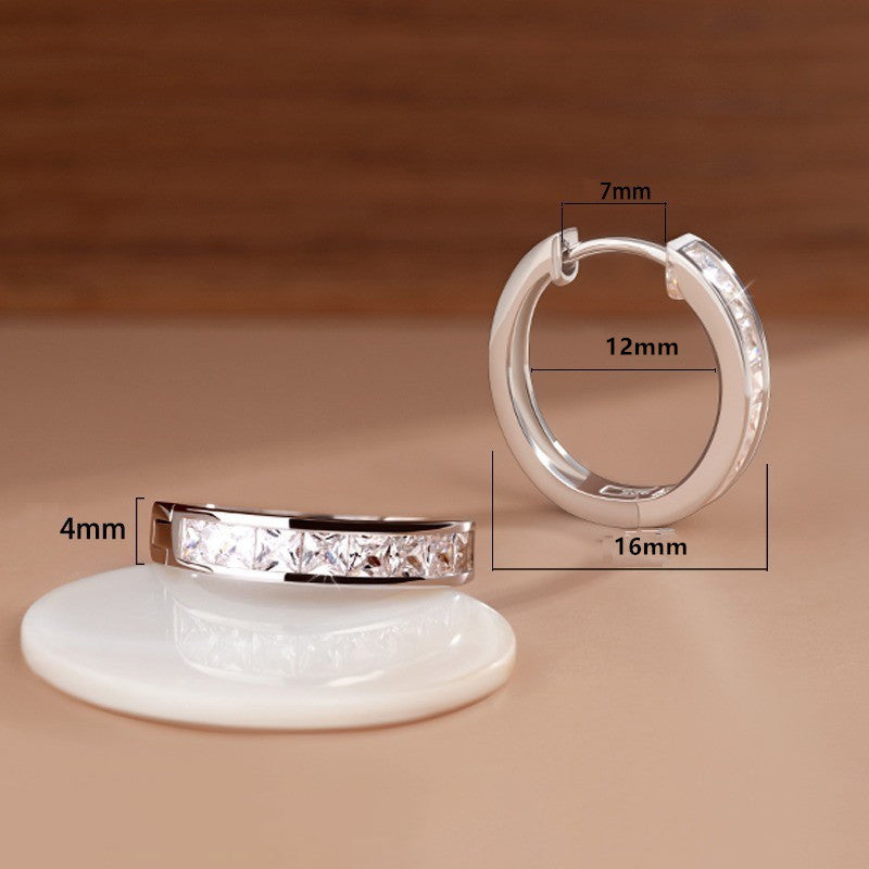 Brincos de prata esterlina 925 com zircônia brilhante, redondos, design elegante para mulheres