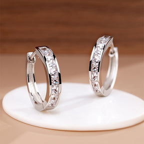 Brincos de prata esterlina 925 com zircônia brilhante, redondos, design elegante para mulheres