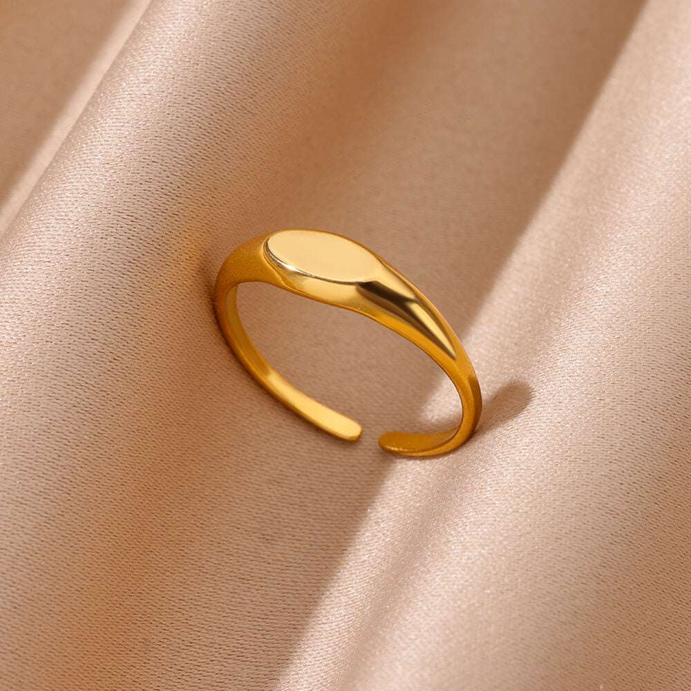 Anel de SInete Oval Ajustável em Aço Inoxidável Verzano®
